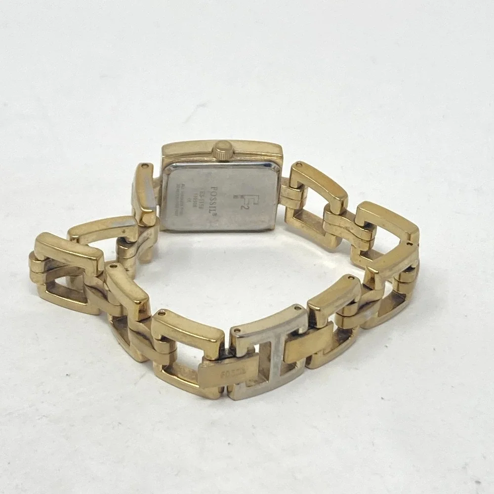 Fossil F2 Watch Women 19mm Gold Tone Brown Dial ES-1158 New Battery 6.25